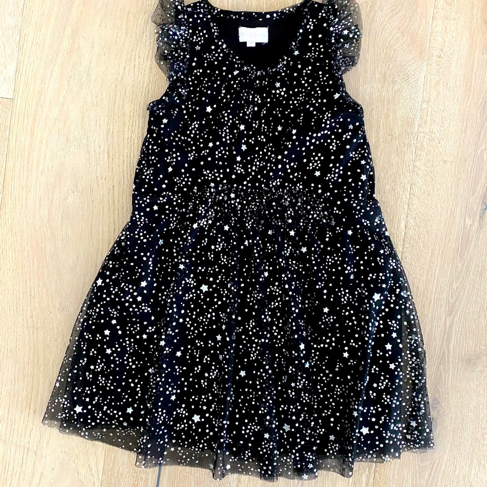BCBGirls Mesh Glitter Dot & Star Print Mesh Dress